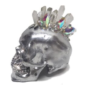 Petite Silver Mohawk Skull