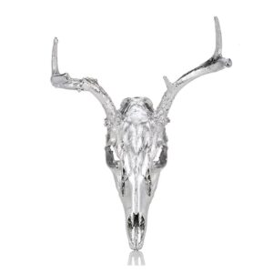Gilded Leaf Deer Skull-Silver