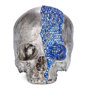 Blue Crystals & Silver leaf Cascade Skull