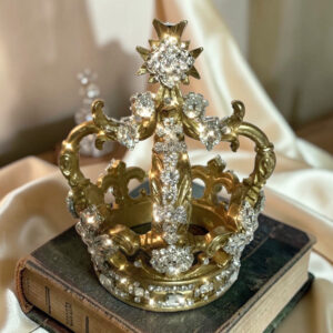 Lisa Carrier Large Ornate Crystal Gold Crown