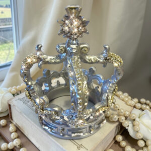Lisa Carrier Large Ornate Crystal Silver Crown