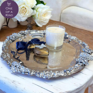 Lisa Carrier Elaborate Silverplate Crystal Tray