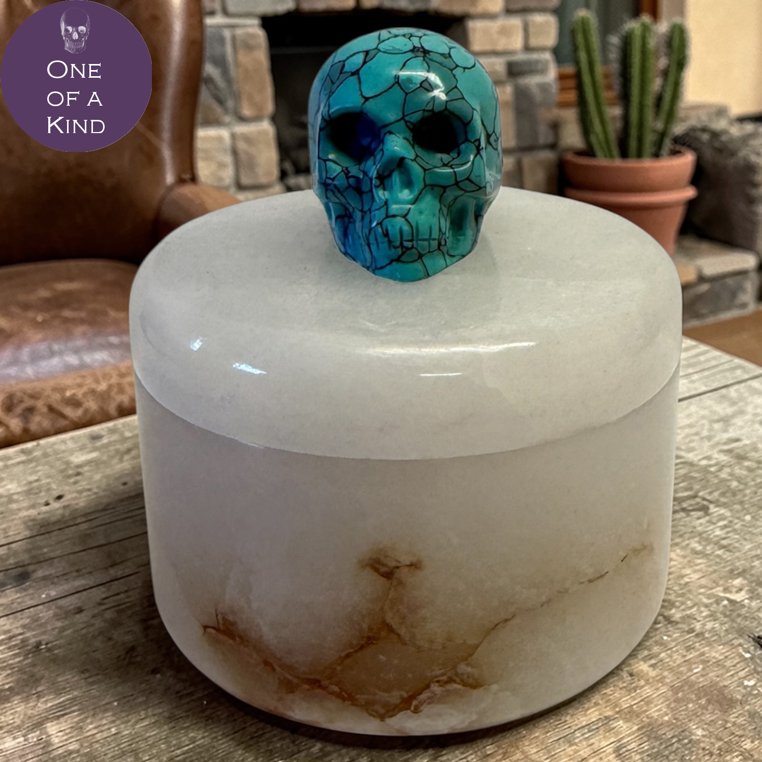 Alabaster Round Skull Box - Lisa Carrier Designs